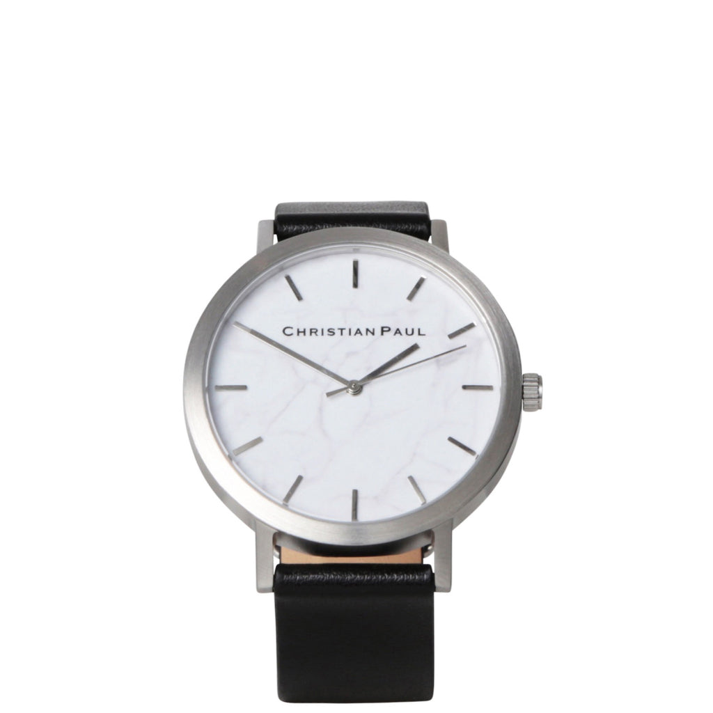 Christian Paul: Silver & Black Marble Watch - Luxe Gifts™
 - 1