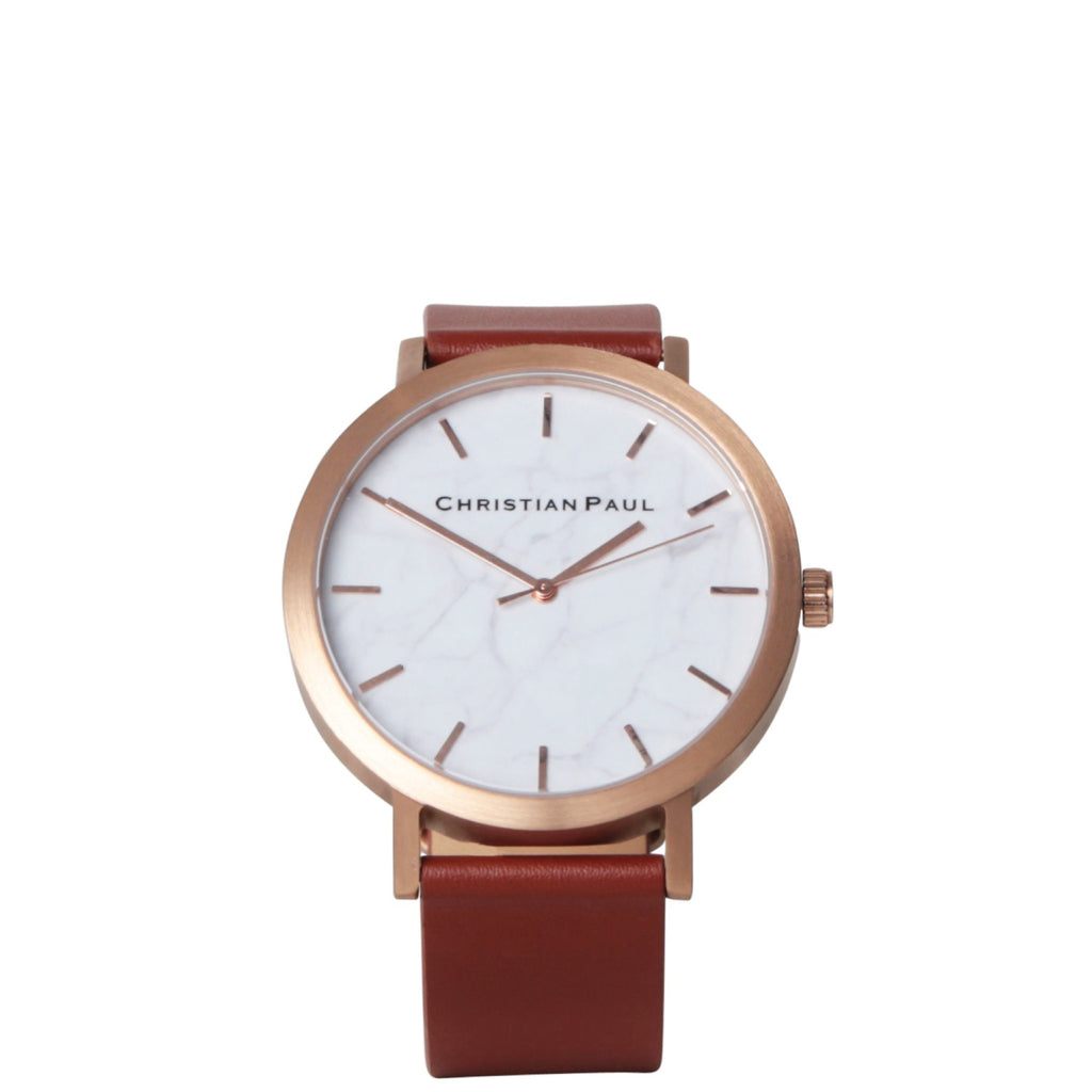 Christian Paul: Rose Gold & Walnut Marble Watch - Luxe Gifts™
 - 1